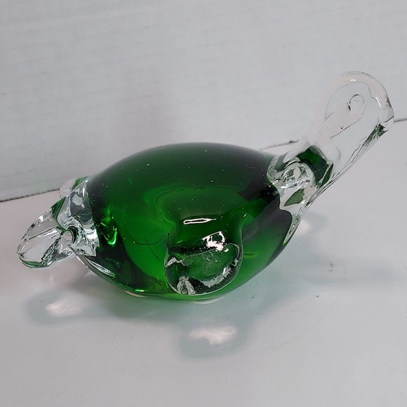 Green/Clear Glass Turtle Figure/Paperweight, Murano-style, 5x3x4.5 - Picture 2 of 5